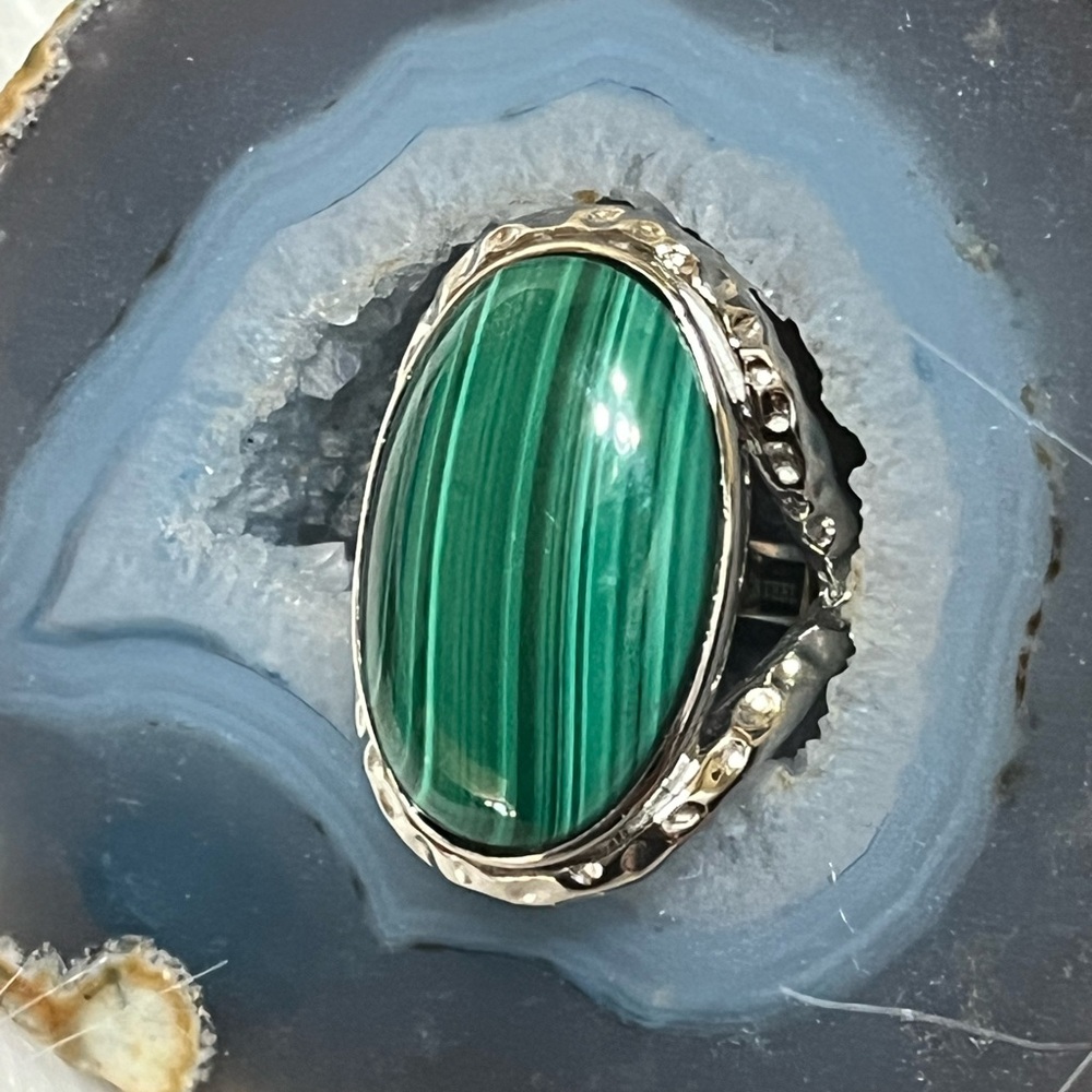 GSJ Stainless Steel Malachite Ring